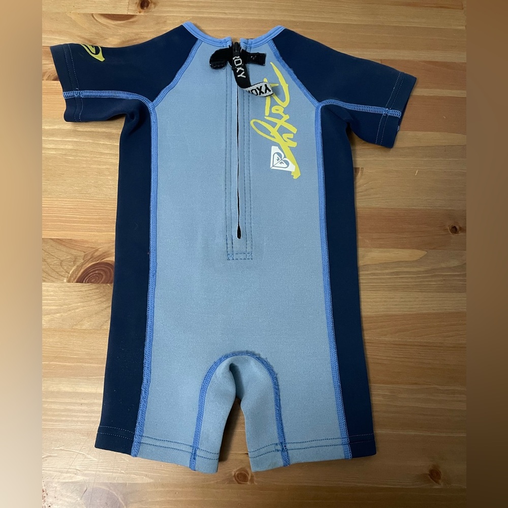 Roxy Kids Two-Tone Blue Short Sleeve One-Piece Rash Guard